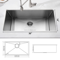 Évier de cuisine noir style ferme, évier sous plan en acier inoxydable 16 gauge, cuve simple profonde