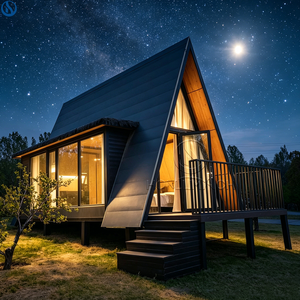 Casas Modulares Prefabricadas, Casa Inteligente Prefabricada, <span class=keywords><strong>Chalet</strong></span> Triangular con Aspecto de Madera para Proyectos de Hoteles y Resorts y Uso Comercial - Product Image 1