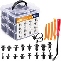 Assortiment de 635 attaches et fixations automobiles – 16 tailles les plus populaires, rivets en nylon pour pare-chocs et ailes avec 10 serre-câbles