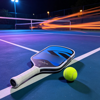 Ventes en gros de raquettes de pickleball en fibre de carbone T700 intégrées, allongées, à pressage à chaud, de couleur bleue, pour adultes et enfants