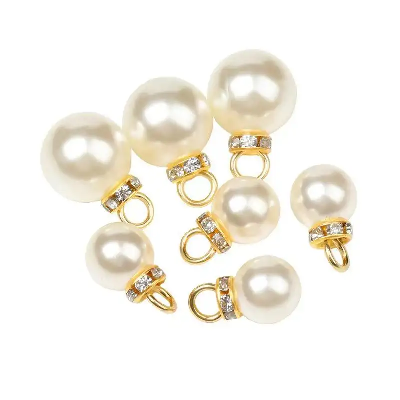 Pearl Beads With Gold Cap Rhinestone Charms Pendants For Dangle Jewelry Making And Diy Craft Accessories