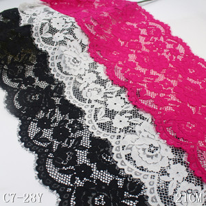 Vendita calda di alta qualità in Nylon Spandex nero bianco ciglia pizzo larghezza 22cm per le donne reggiseno intimo vestito - Product Image 1