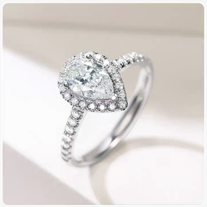 Handgemaakte Custom 14K Wit Goud Met 1ct Peer <span class=keywords><strong>Cut</strong></span> Moissanite <span class=keywords><strong>Diamond</strong></span> Eternity Engagement Ring - Product Image 2