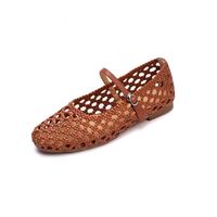 Cialisa Nouveaux Ballerines pour Femme Été 2025 Bout Rond Tendance Tressé Bride à Boucle Confortables Chaussures Mary Jane pour Filles
