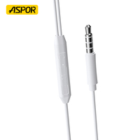 Écouteurs filaires Aspor A218 DC 3,5 mm IPX-3 étanches avec câble TPE de 1,2 m, microphone, basses profondes, charge rapide, faciles à transporter