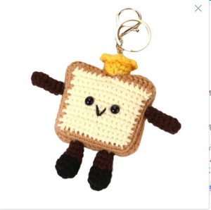 Llavero Portátil de Ganchillo Hecho a Mano con Diseño de Anime, Mini Colgante de Plástico Tejido para Bolsos con Forma de Croissant, Tostada, Vegetal y Nube - Product Image 3