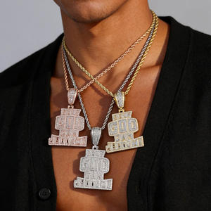 Iced Out <span class=keywords><strong>2</strong></span>-Tone Bling CZ Punk-Stil Schmuck Individuell Nur Gott kann mich beurteilen Brief Cool Anhänger - Product Image 6