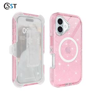 <span class=keywords><strong>Coque</strong></span> de téléphone à clip de ceinture magnétique Transparent de haute qualité <span class=keywords><strong>pour</strong></span> <span class=keywords><strong>iPhone</strong></span> 16 Plus housse résistante aux chocs et aux chutes - Product Image 1