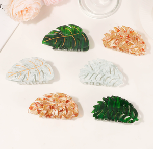 Pinza de Pelo con Forma de Hoja de Plástico PVC de 9.2cm, Diseño Nuevo de Youce, Impermeable, para Uso Diario, Primavera, Verano, Otoño, Moda - Product Image 1