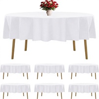 Lot de 6 nappes blanches à motif uni, 70 pouces, résistantes aux taches et aux plis, lavables, en polyester, pour fêtes, mariages, dîners, banquets