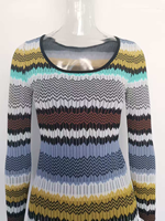 KD2387 Nouveautés Robe élégante vintage pour femme, printemps-automne, manches longues, robe mi-longue tricotée rayée pour femme