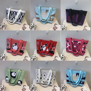 Bolso de compras Landfond nuevo, tejido, informal, con cierre abierto, dos <span class=keywords><strong>asas</strong></span>, gran capacidad, bolso de ganchillo <span class=keywords><strong>para</strong></span> mujer, poliéster - Product Image 3