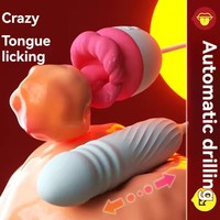 Vibrador Labios de Rosa con Lengua Grande para Lamer, Estimulador de Clítoris para Mujeres con Dildo Telescópico para Punto G, Masajeador, Juguetes Sexuales para Adultos