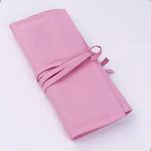 Leather Microfiber Travel Jewelry Packaging Roll Organizer Case Up Ring Necklace Bracelet Pouch Bag