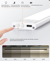 Éclairage Sous Meuble LED Rechargeable USB Sans Fil, Magnétique, Détecteur de Mouvement, pour Cuisine et Placard