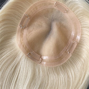 Topper de Cabello Europeo de Alta Calidad al por Mayor para Mujeres, Tamaño 5.5*6, Cubre Cabello Rubio 613 y Cabello Blanco, Topper Mono Fino - Product Image 5