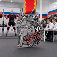 Pabrik Medali Kekuatan Strongman Powerlifting Custom, Grosir Medali 3D Relief Prajurit Heroik Perak Antik dari Paduan Seng