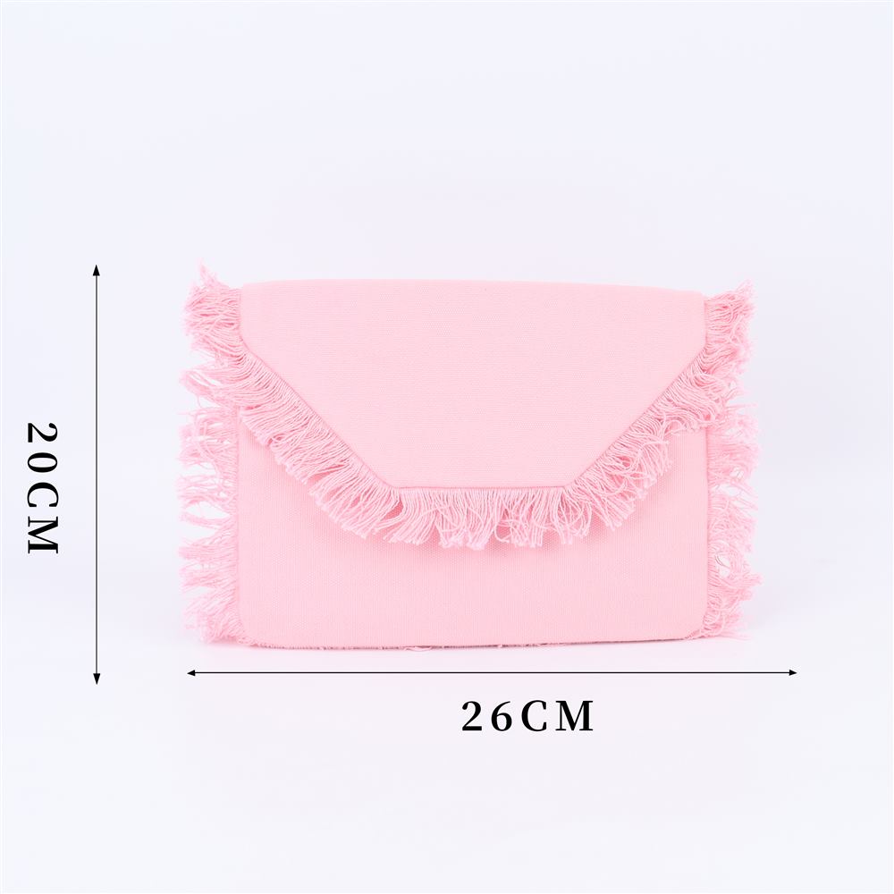 pink tassel clutch bag