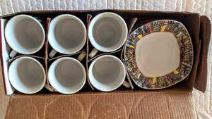 Set di 6 Tazze da Caffè in Ceramica Fatte a Mano Etiopi ed Eritree Molto Tradizionali ma Moderne Habesha Buna <span class=keywords><strong>Cini</strong></span> - Product Image 3