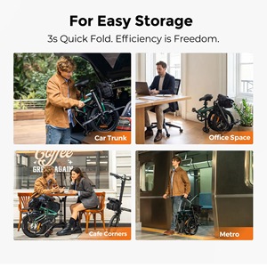 Vélo électrique pliable Engwe Zip Mini pour trajets quotidiens, 7 vitesses, 25 km/h, batterie intégrée 36V 10Ah, livraison directe UE/Royaume-Uni - Product Image 5