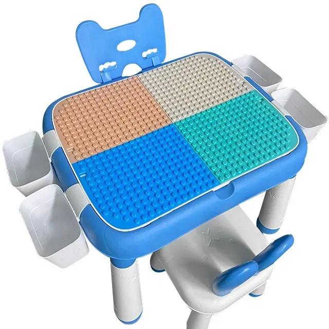 현대 조절 높이 3 1 다기능 연구 아이 테이블 빌딩 블록 및 Legoly Baseboard