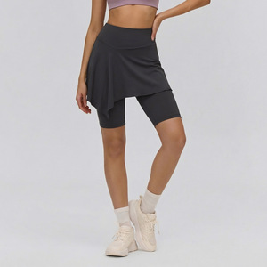 Falda de tenis 2 en 1 de cintura alta para mujer, levanta glúteos, ropa de yoga y fitness, nailon y elastano, elástica en cuatro direcciones, legging ajustado con falda - Product Image 4