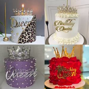 Decorazione per <span class=keywords><strong>Torta</strong></span> di <span class=keywords><strong>Compleanno</strong></span> Regina, Topper in Acrilico Dorato e Argentato a Specchio per la Festa della Mamma - Product Image 2