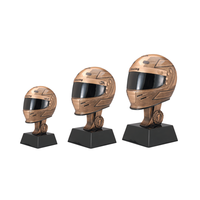 Trophée Casque de Course en Résine Bronze Antique, Récompense Motorsport Intégrale, Champion Go Kart, Décoration de Bureau Personnalisée pour Podium