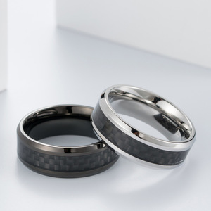Trendy <b>titanium</b> steel and carbon fiber inlaid <b>rings</b> for men, a niche, high-end, fashionable and unique accessory. (Note: The las - Product Image 2
