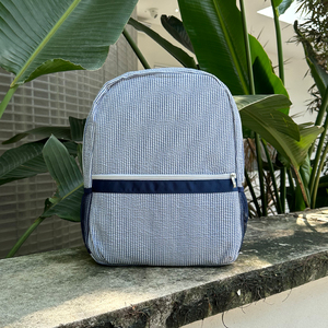 Sacs à dos en seersucker marine, lot <span class=keywords><strong>de</strong></span> 25 pièces, entrepôt GA, taille complète, sacs à rayures pour jeunes, sacs à dos légers pour étudiants, sacs à dos <span class=keywords><strong>de</strong></span> voyage - Product Image 5