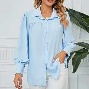 Wholesale womens clothing plus, size fashion printed blouses New European and American long sleeved elegant women Shirts/