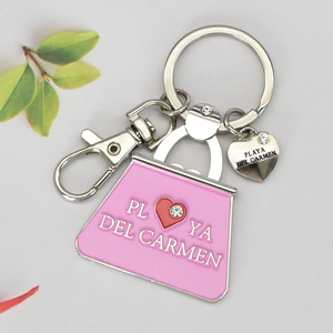 Nhà Máy Giá Tùy Chỉnh Thiết Kế Logo Kim Loại Keyring Hồng Khóa Trái Tim Phim Hoạt Hình Phim Hoạt Hình Lớp Phủ Men Móc Khóa - Product Image 1