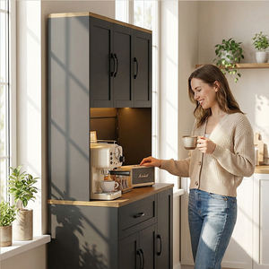 Meuble <span class=keywords><strong>de</strong></span> rangement <span class=keywords><strong>de</strong></span> cuisine, buffet, armoire <span class=keywords><strong>de</strong></span> rangement, meuble <span class=keywords><strong>de</strong></span> cuisine avec multiprise, éclairage <span class=keywords><strong>LED</strong></span> et étagère à épices - Product Image 6