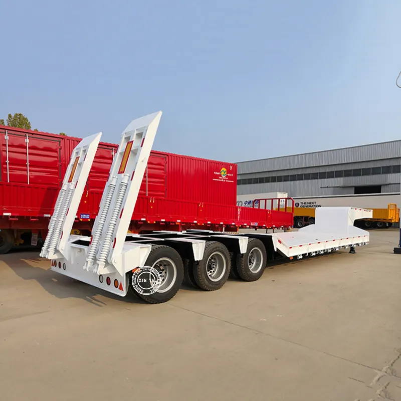 Cheap price Used 3 axles extendable 50 ton low bed trailer