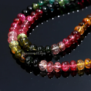 Perles de pierres précieuses multi-tourmalines 100% naturelles, forme ronde, 5,5-6,5 mm, lisses, pour la fabrication de bijoux, collier multicolore, 14 pouces - Product Image 2