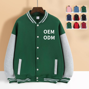 เสื้อแจ็คเก็ตเบสบอลแบบหนา อุ่นสบาย ใส่ได้ทั้งชายและหญิง ปิดด้วยกระดุม มีหลายสี รับสกรีนโลโก้ เสื้อคลุมสไตล์วาร์ซิตี้สำหรับเล่นกีฬา - Product Image 1