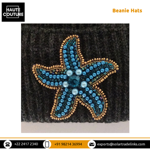 Unisex Hand-Embroidered Starfish Design Beanie Hats 20 cm X 23 cm Size for Adults Outdoor Home Wear From India Origin - Product Image 5