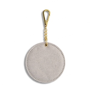 Espejo de Mano Redondo de Lona Gris con Llavero, Diseño Moderno - Product Image 6