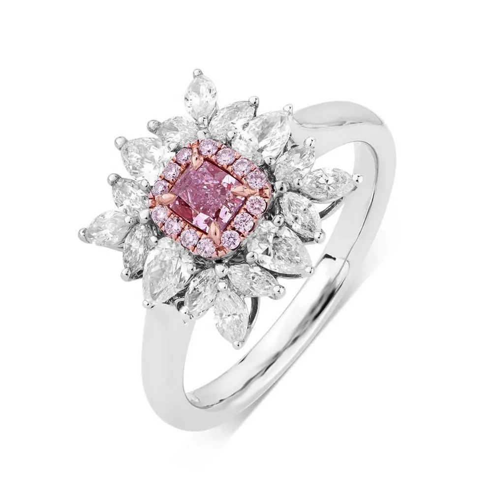 Silbers chmuck Mix Weiß Rose Vergoldet Pink Diamond Halo Verlobung ringe