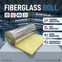 Couverture en laine de verre ininflammable ASTM E84/UL723 pour l'Amérique du Nord, R21, 6 pouces, avec feuille d'aluminium, résistance au feu, couverture en fibre de verre