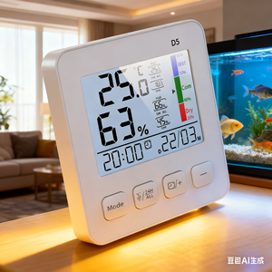 デジタル温度計湿度計D5時計付き室内温度湿度モニター ℃/℉ スイッチ付き24H最大最小家庭用 - Product Image 2