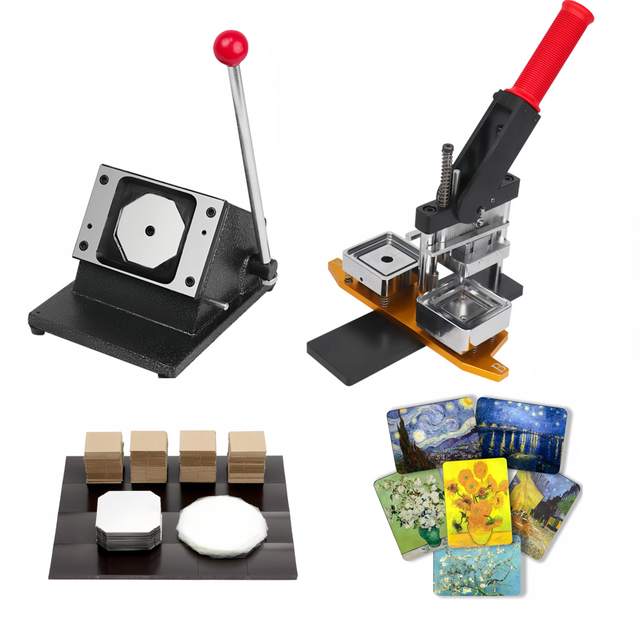 50*50cm/63.5*63.5mm Cardboard Square Magnet Making Machine 100 Sets Materials for Fridge Button Machine for Magnet 2.5*2.5inch