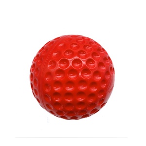 Machine de lancer de baseball en PU rouge brillant de 9 pouces, surface à fossettes, extra dure, faible rebond, utilisée pour le cricket, directement de l'usine - Product Image 4