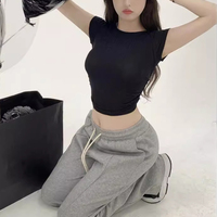 OEM Crop Top T-shirt dos nu pour filles col rond femmes Slim Fit t-shirts dos nu Crop Top