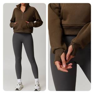 <span class=keywords><strong>Felpe</strong></span> a maniche lunghe da <span class=keywords><strong>donna</strong></span> Pullover <span class=keywords><strong>con</strong></span> <span class=keywords><strong>cerniera</strong></span> mezza Zip e tasche in pile <span class=keywords><strong>con</strong></span> collo alto a <span class=keywords><strong>cerniera</strong></span> - Product Image 6