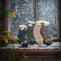 Chaussettes pantoufles d'hiver en polaire épaisse tricotée à imprimé animal pour femme, antidérapantes, doublées polaire, en tissu éponge