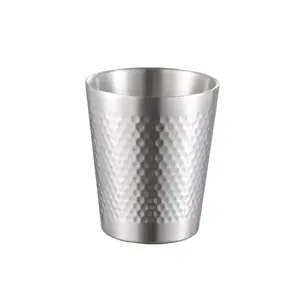 Hot Sale Outdoor Stainless Steel Coffee Mug Beer Cup Diamond Hammer Pattern Double-layer Water Drink Cup Camping