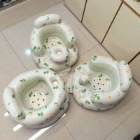 Siège de sol gonflable portable en PVC pour bébé, motif dinosaure, chaise d'apprentissage pour nourrisson, pour le bain, l'alimentation, les jeux intérieurs et extérieurs, doux