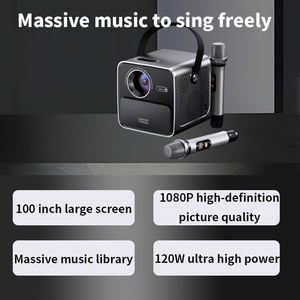 เครื่องฉายคาราโอเกะแบบพกพาพร้อมไมโครโฟนคู่คุณภาพเสียงคมชัดสูงแบบไร้สาย - Product Image 3