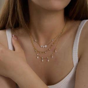 Collier J&D Jewelry en acier inoxydable couleur argent, étanche, avec zircon cubique rond et pendentif goutte d'eau en zircon nu pour femme - Product Image 2